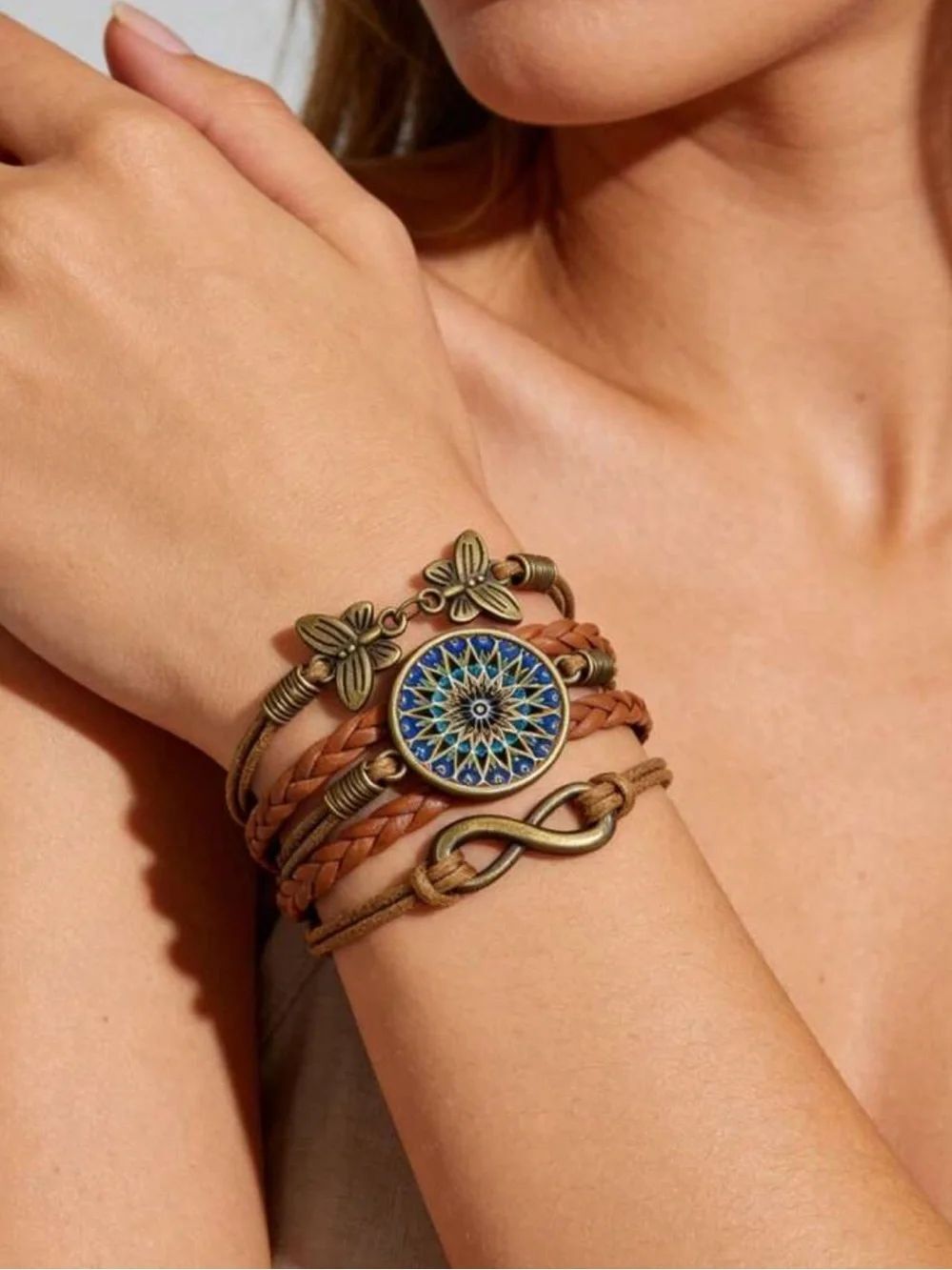Bohemian Blue Mandala Wrap Bracelet N2416